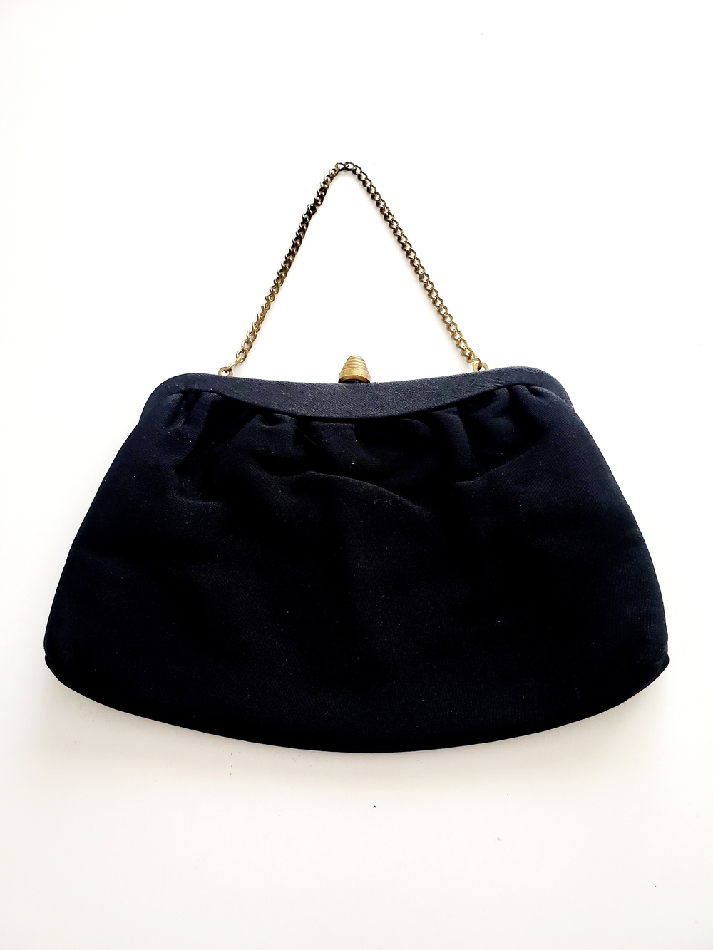 Classic Black Evening Clutch with Gold Chain